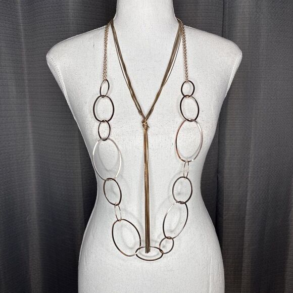 Set Of Two GOLDTONE Statement Necklaces - Picture 1 of 11